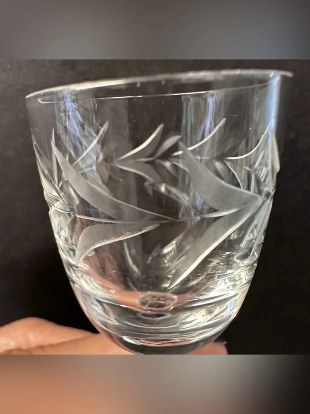 Fostoria Holly Cordial Glass Manganese UV Glow Set of 2 MCM Apéritif 3.75